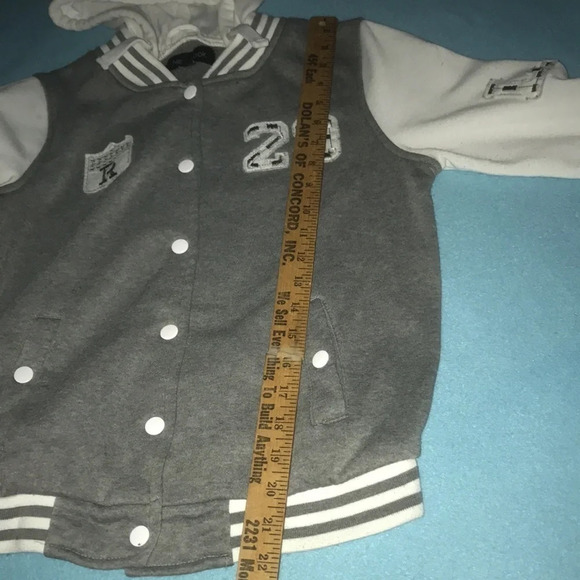 NEW LOOK varsity letterman style jacket hoodie snap up closure size M - Picture 7 of 8